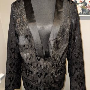 Lane Bryant Black Patterned Blazer